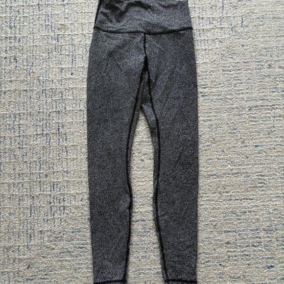 Lululemon Wunder Train Black and White Speckled Leggings 28" Size 4 - Picture 1 of 3